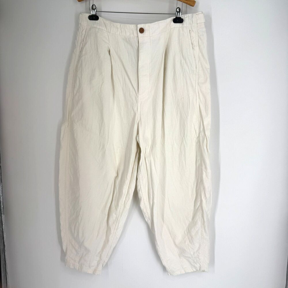 Polo Ralph Lauren Womens Trousers Pants White Pleated Barrel Leg Beachy Size 18